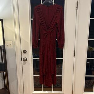 Zara Deep Red Long Sleeve Dress